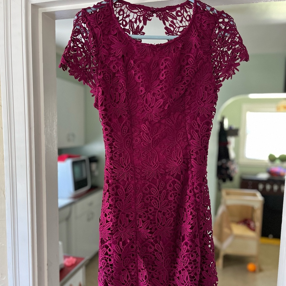 Lulu's Magenta Lace Dress